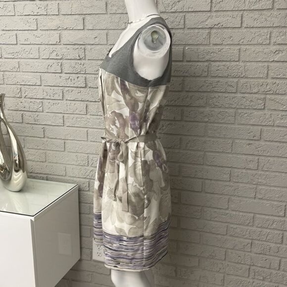 Simply Vera Wang Women Gray Sleeveless Floral Print Dress Size M - Picture 3 of 10